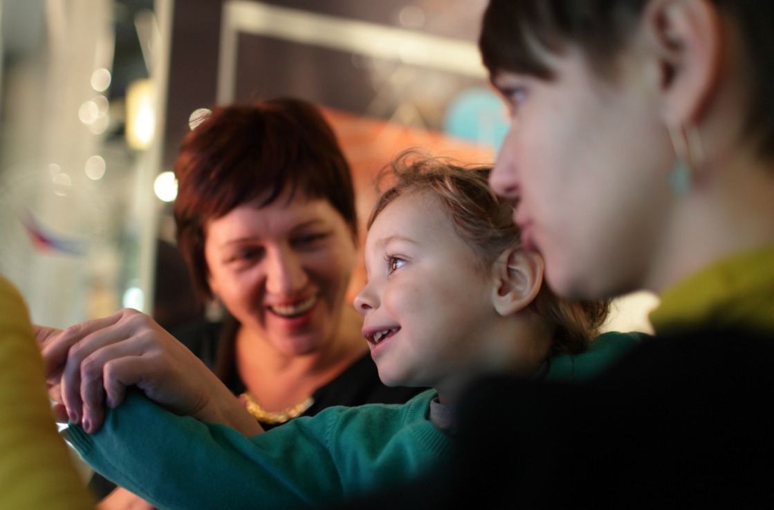 Family in a museum